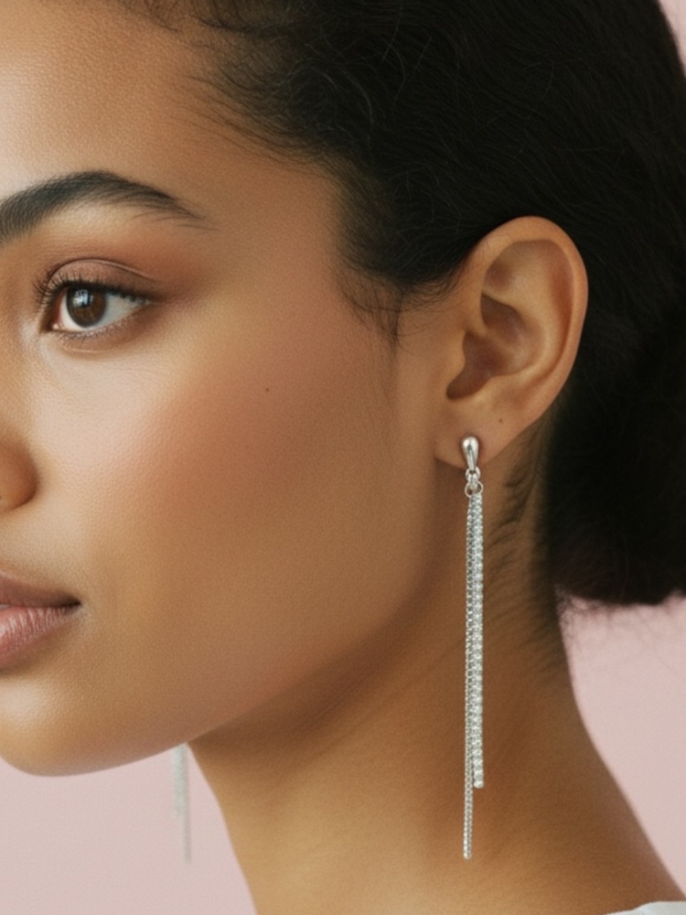 Nordstrom Dangle Earrings with Rhinestones Silver Tone